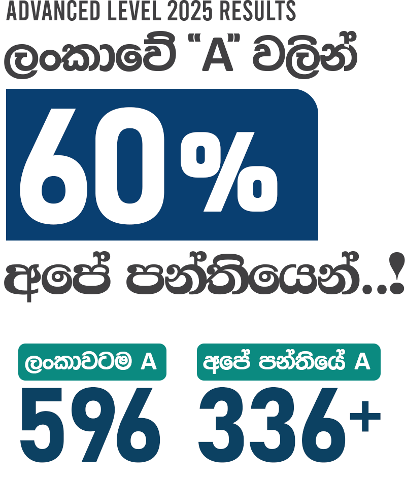Advanced Level 2025 results — ලංකාවේ A වලින් 60% අපේ පන්තියෙන්